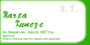 marta kuncze business card
